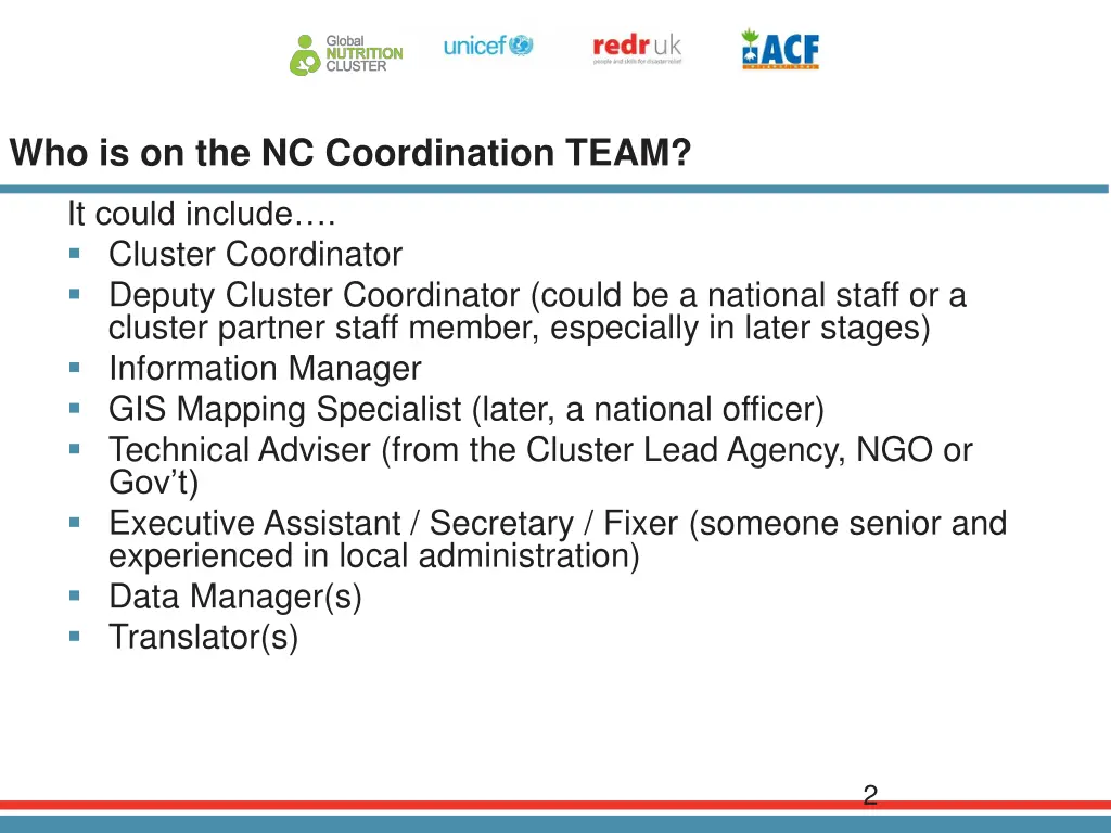 who is on the nc coordination team