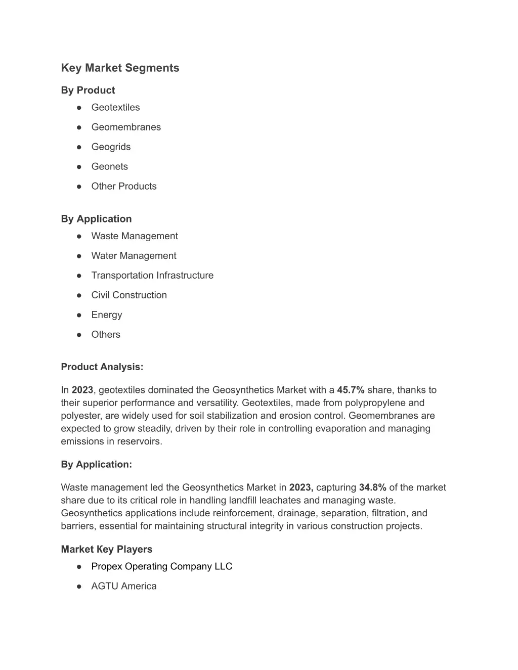 key market segments