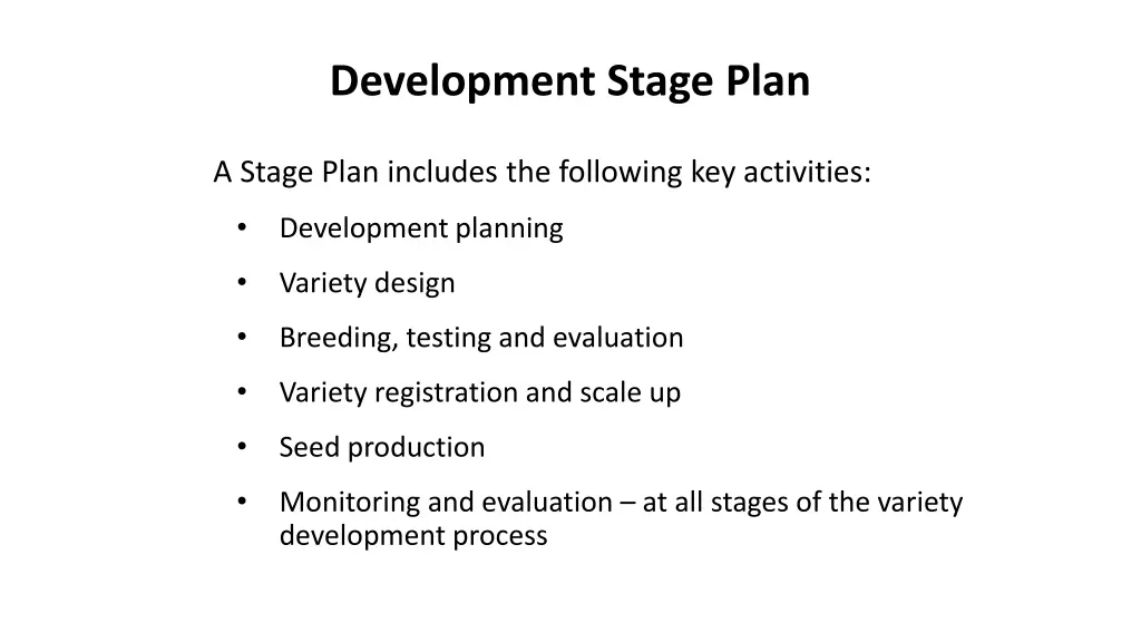 development stage plan