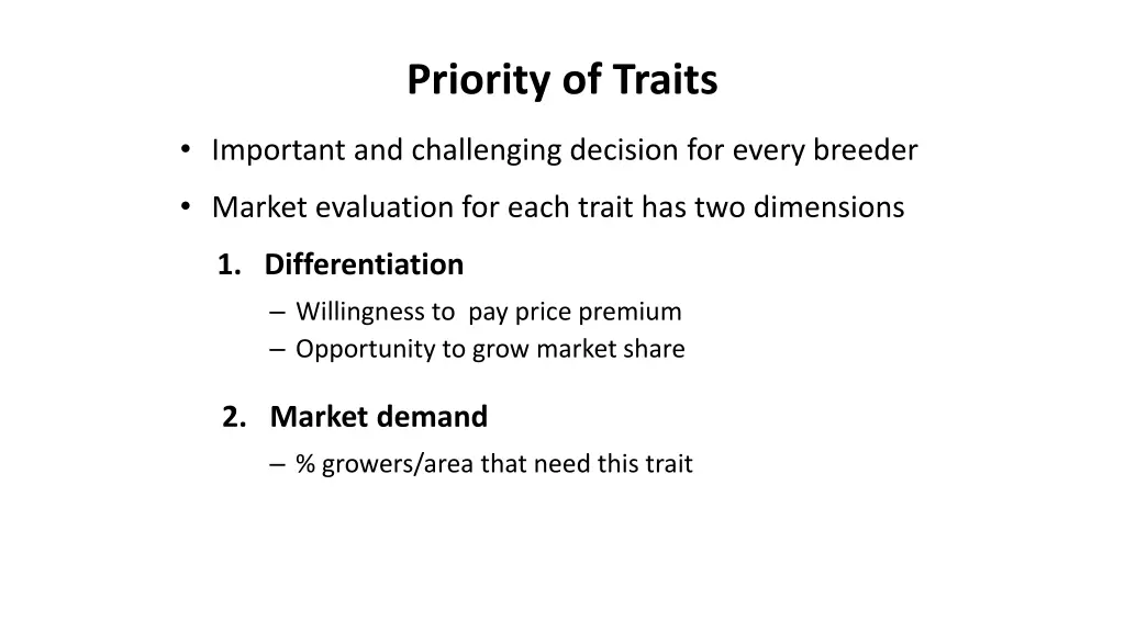 priority of traits