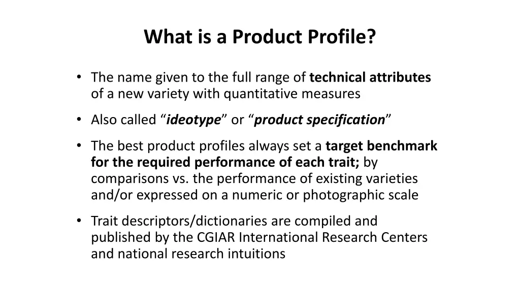 what is a product profile