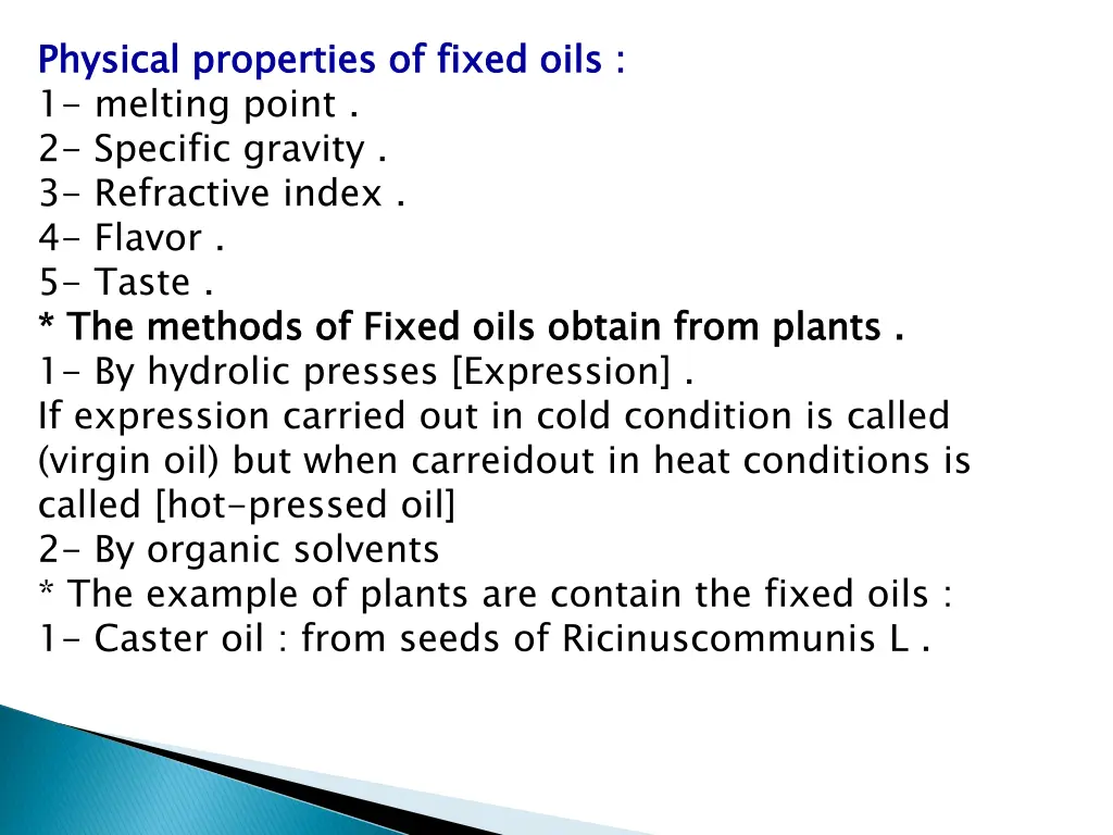 physical properties of fixed oils 1 melting point