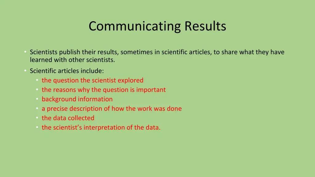 communicating results