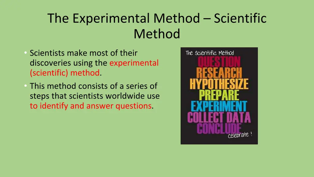 the experimental method scientific method