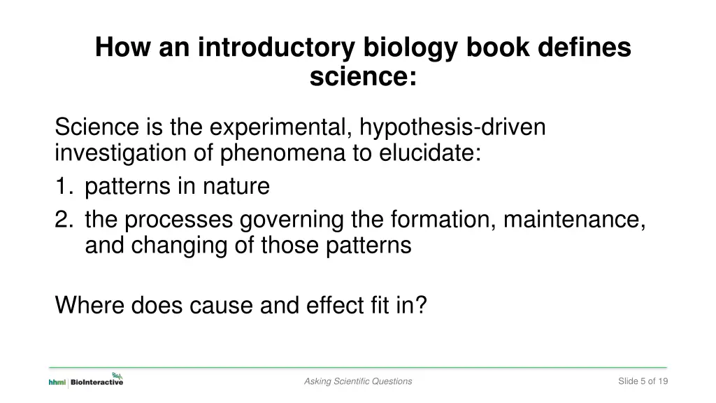 how an introductory biology book defines science