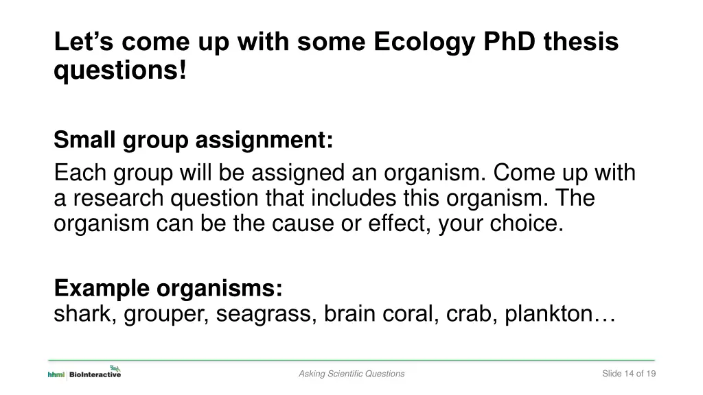 let s come up with some ecology phd thesis