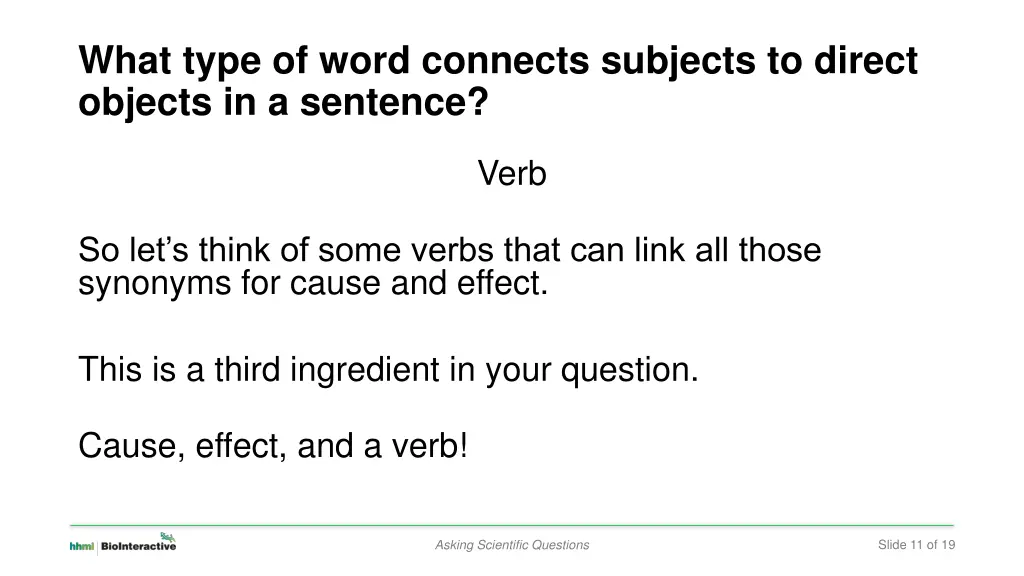 what type of word connects subjects to direct