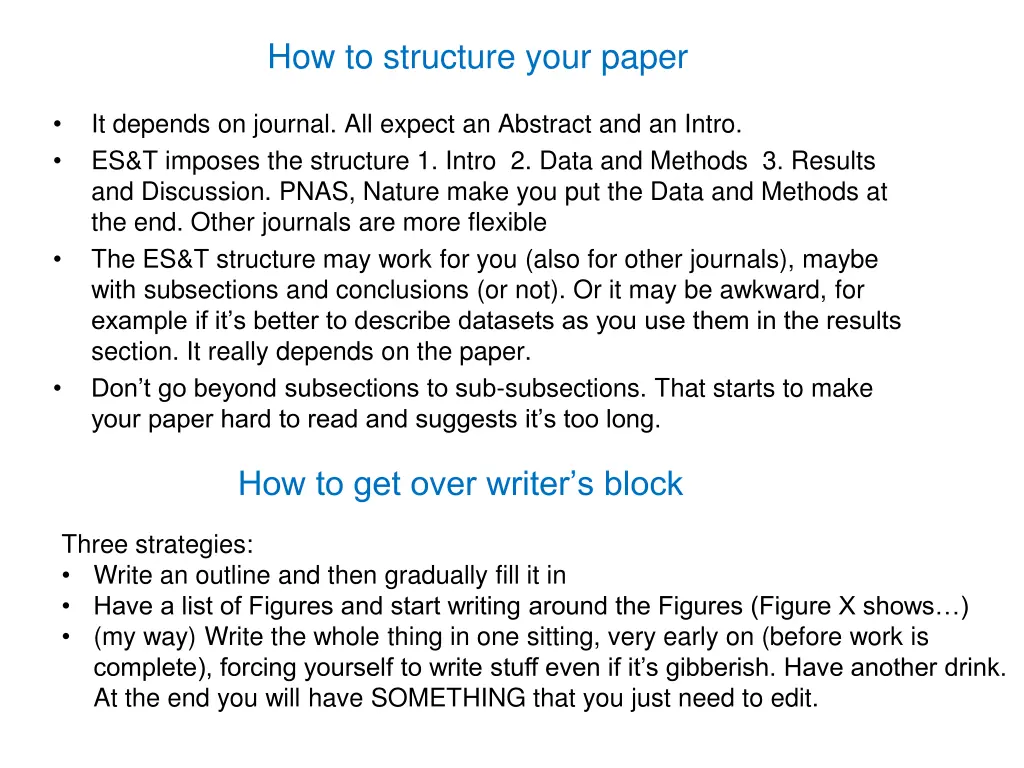 how to structure your paper