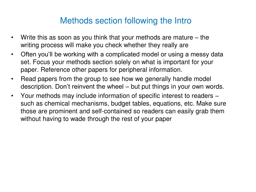 methods section following the intro