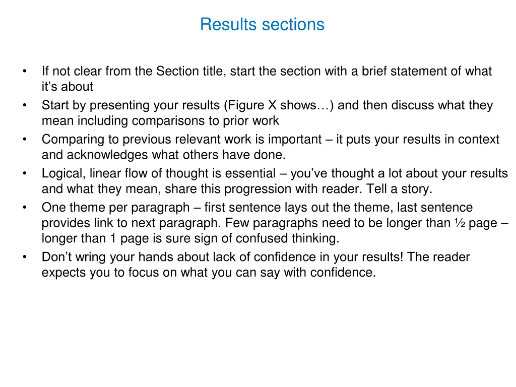 results sections