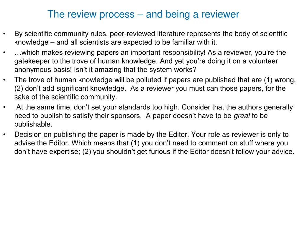 the review process and being a reviewer