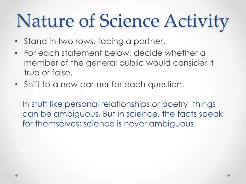 nature of science activity stand in two rows 4