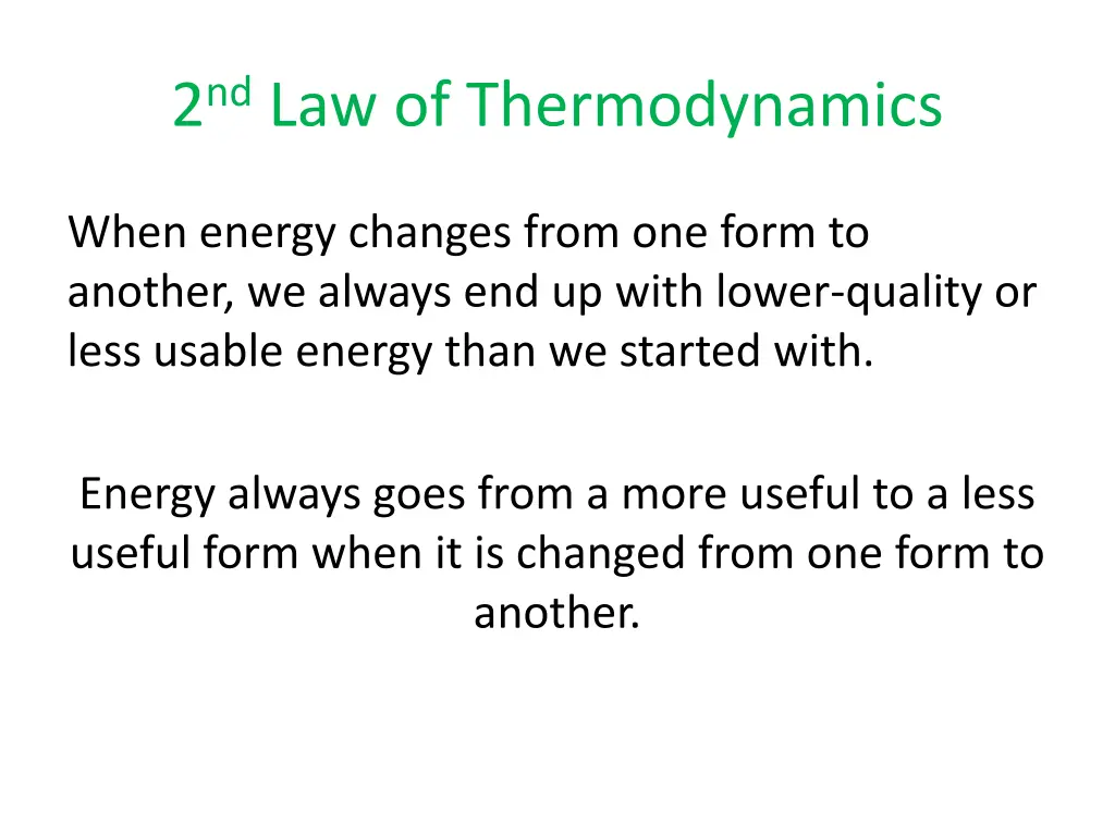 2 nd law of thermodynamics