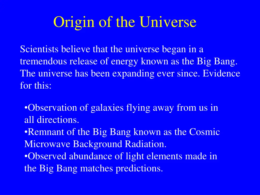 origin of the universe 1