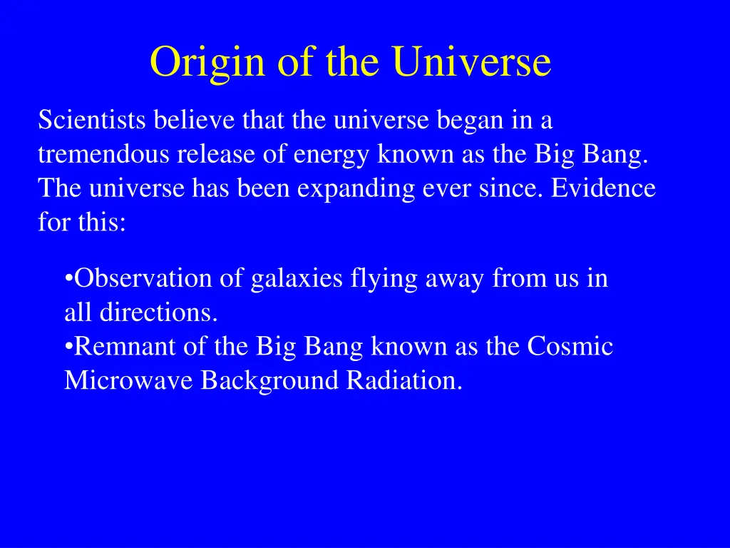 origin of the universe