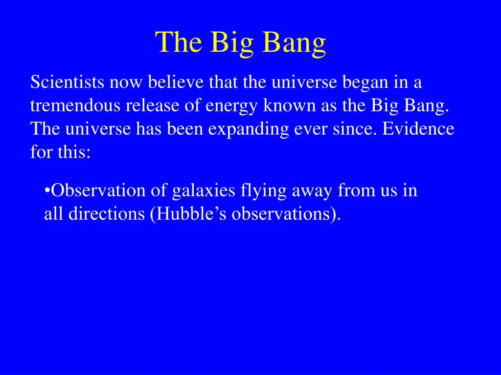 the big bang