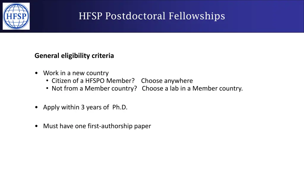 hfsp postdoctoral fellowships