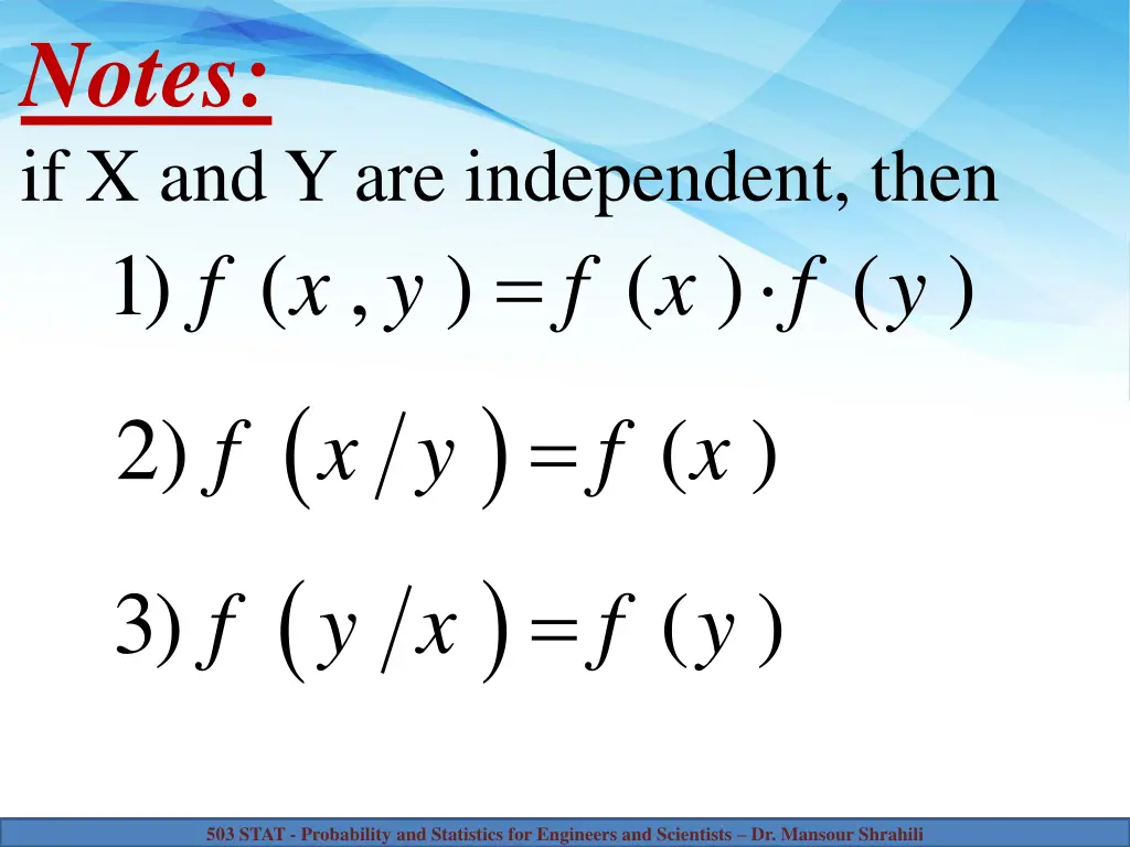 notes if x and y are independent then 1 f x y