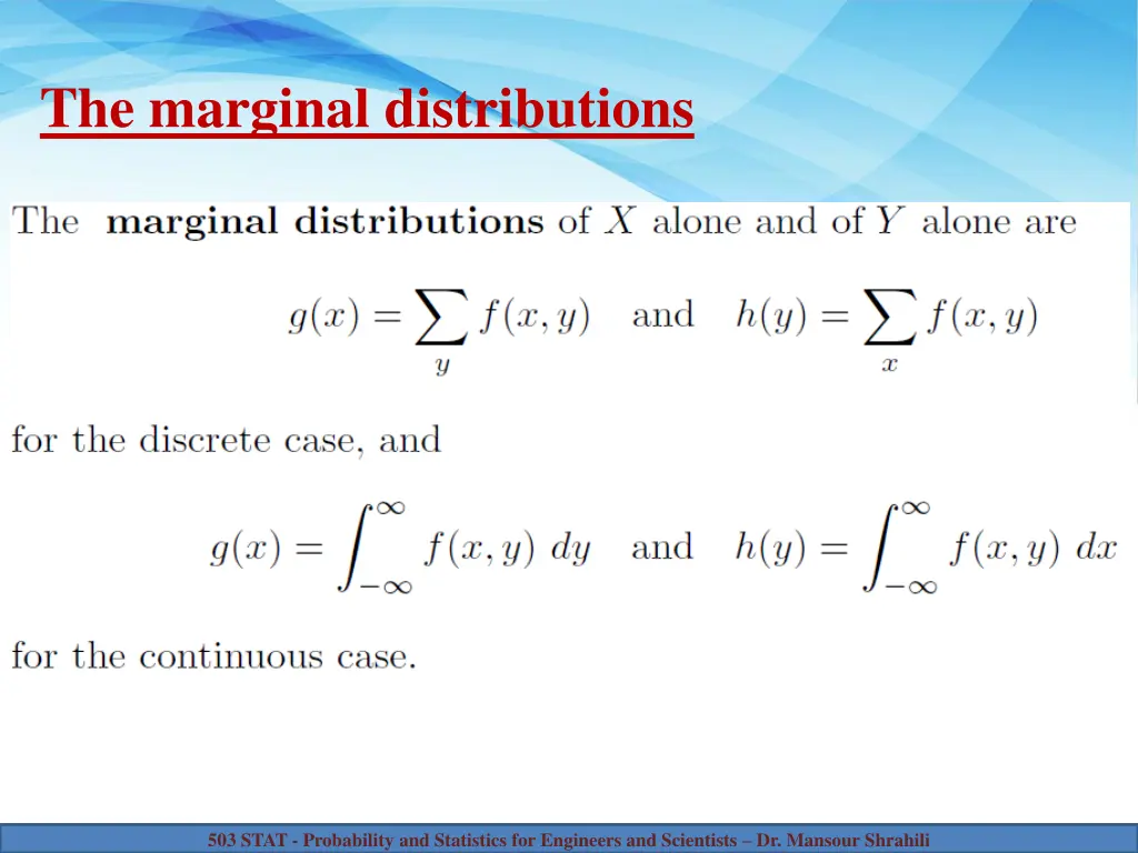 the marginal distributions