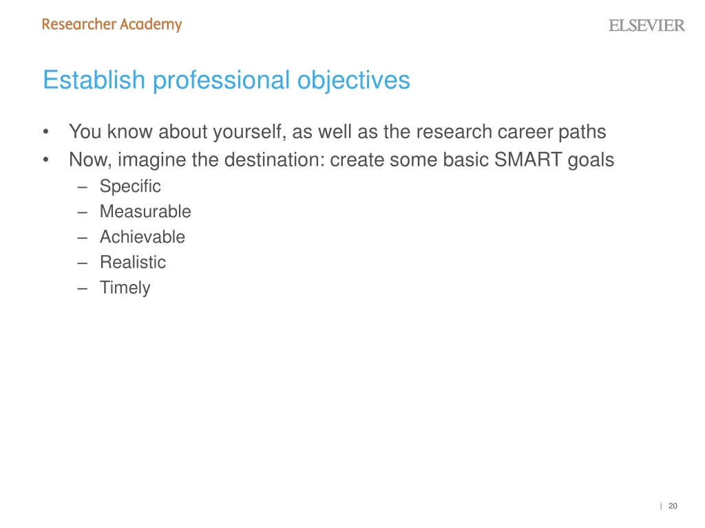 establish professional objectives