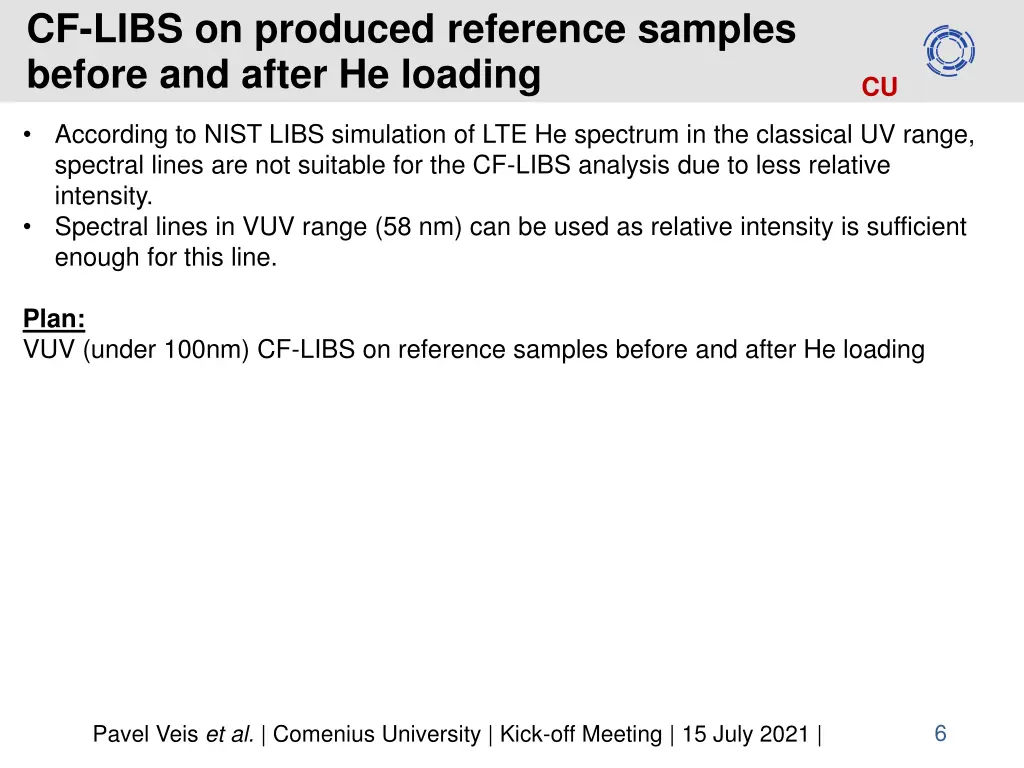 cf libs on produced reference samples before