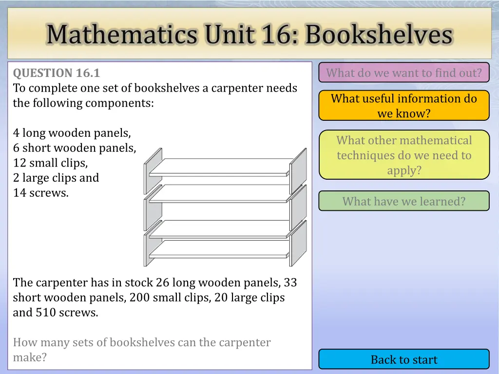 mathematics unit 16 bookshelves 2