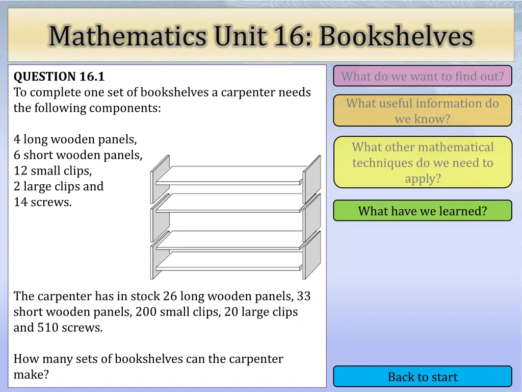 mathematics unit 16 bookshelves 4