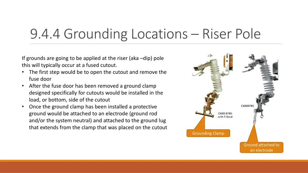 9 4 4 grounding locations riser pole