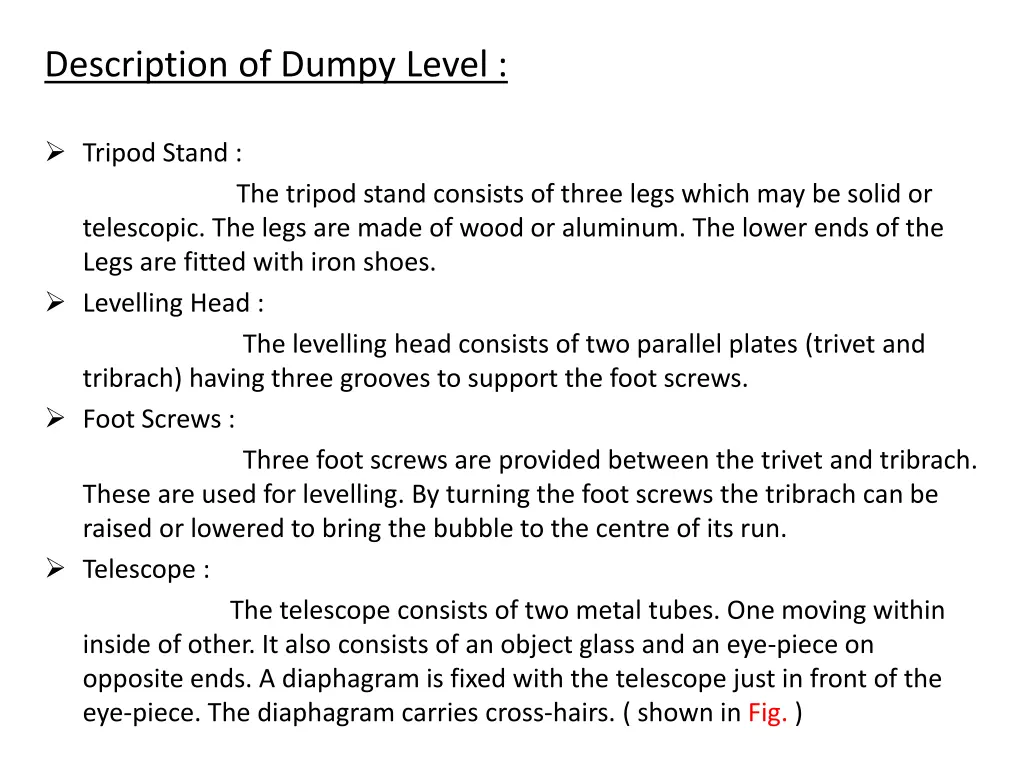 description of dumpy level