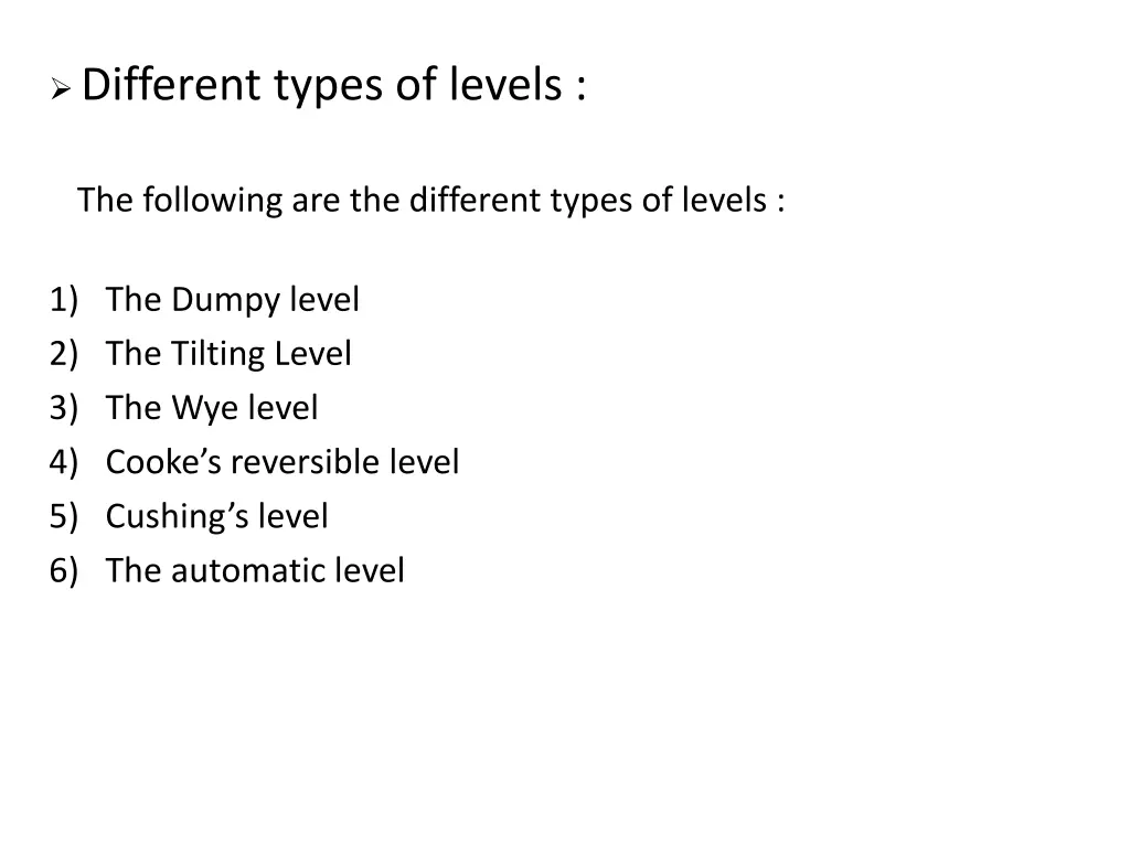 different types of levels