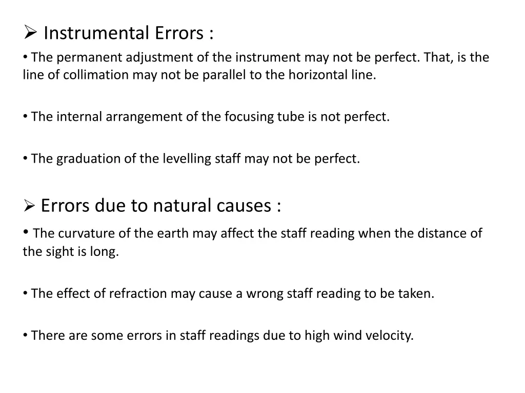 instrumental errors the permanent adjustment