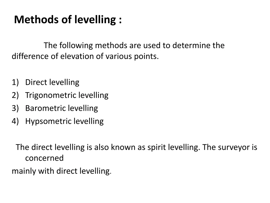 methods of levelling