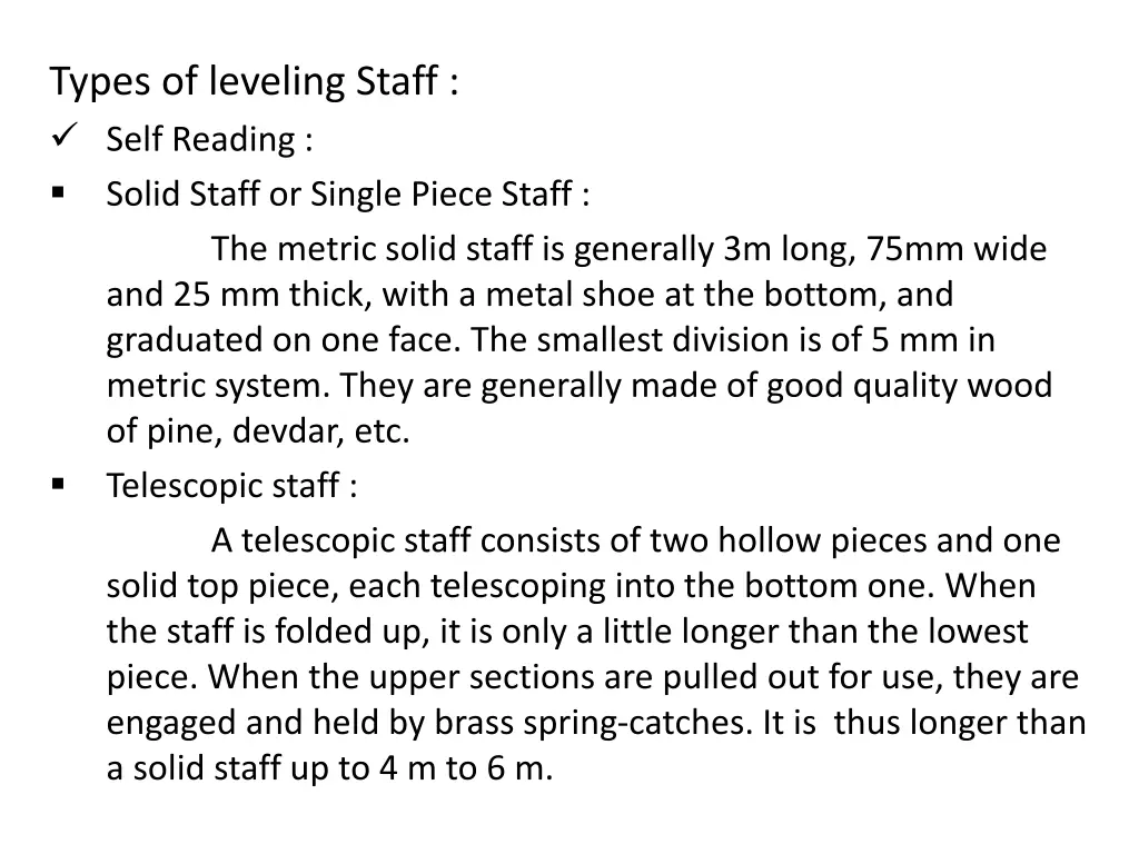 types of leveling staff self reading solid staff