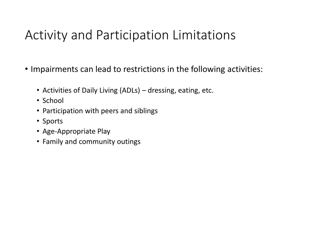 activity and participation limitations