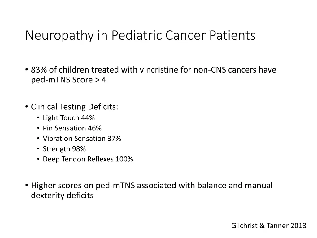 neuropathy in pediatric cancer patients