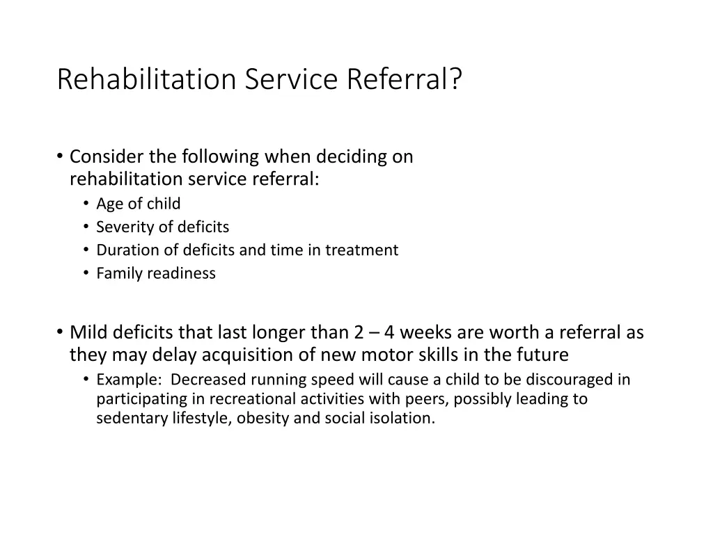 rehabilitation service referral