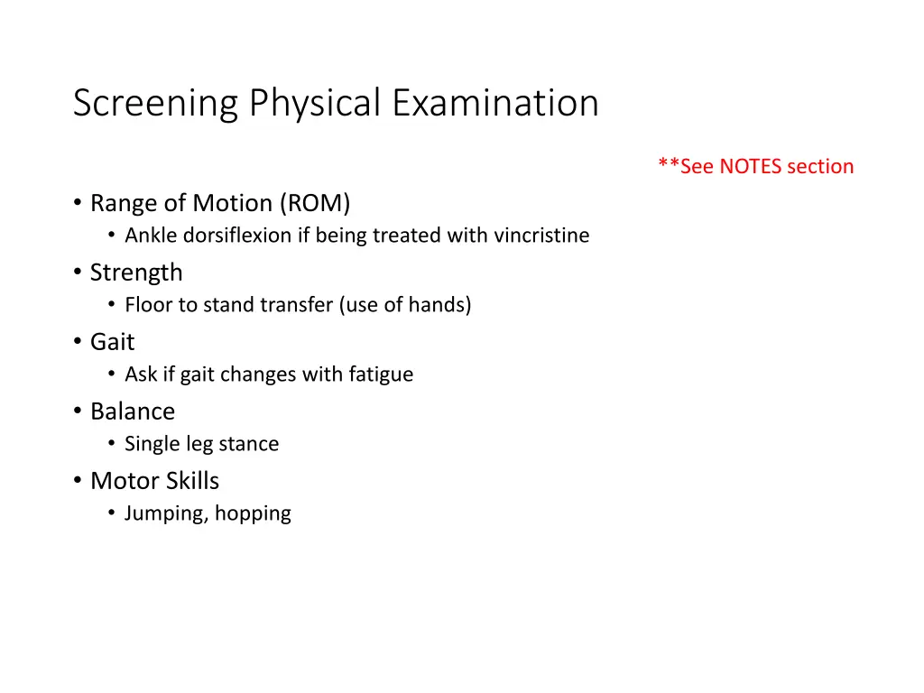 screening physical examination