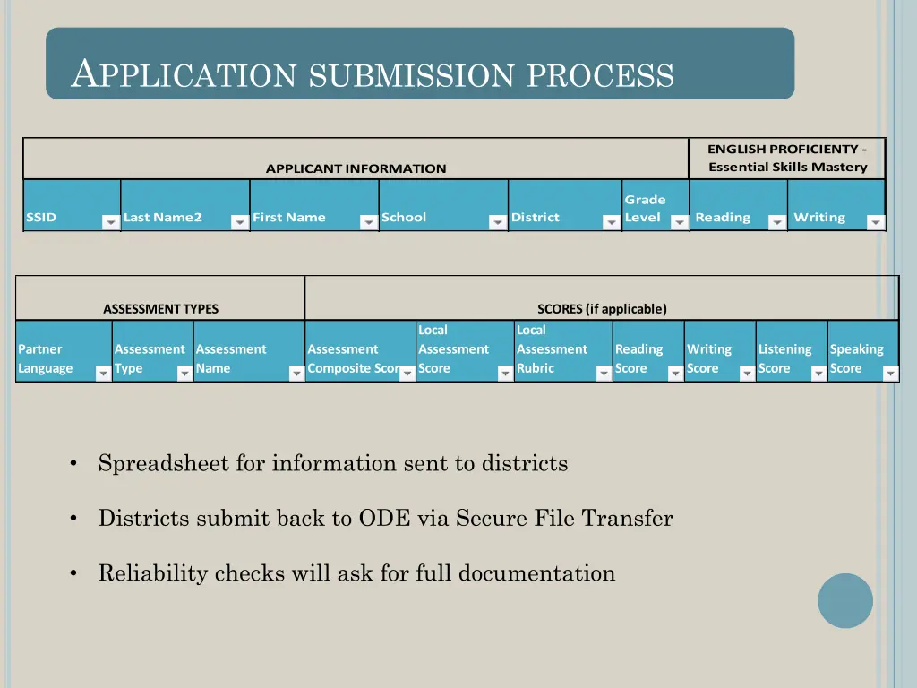 a pplication submission process