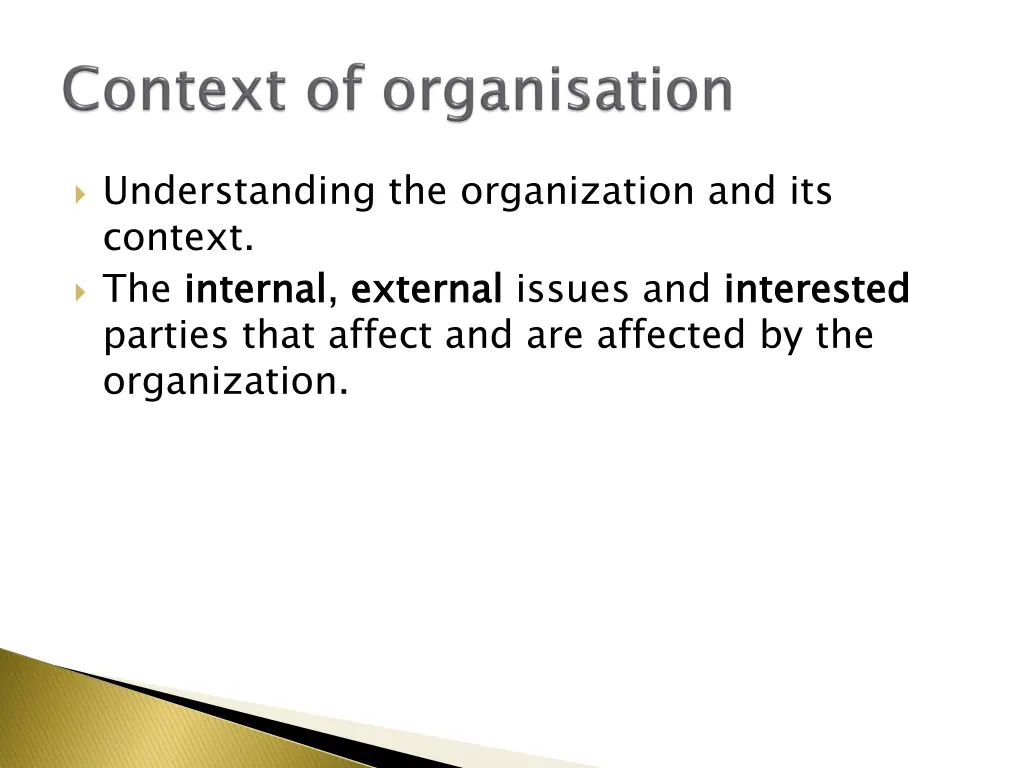 understanding the organization and its context