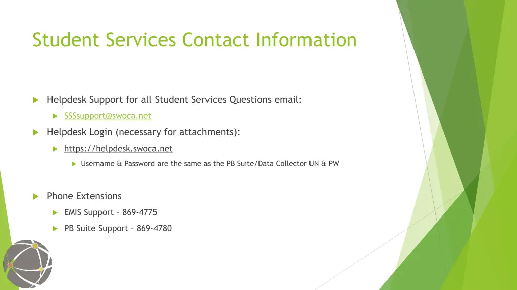 student services contact information