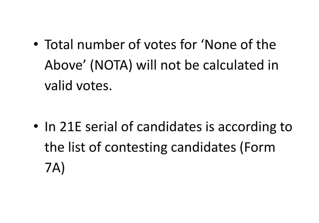 total number of votes for none of the above nota