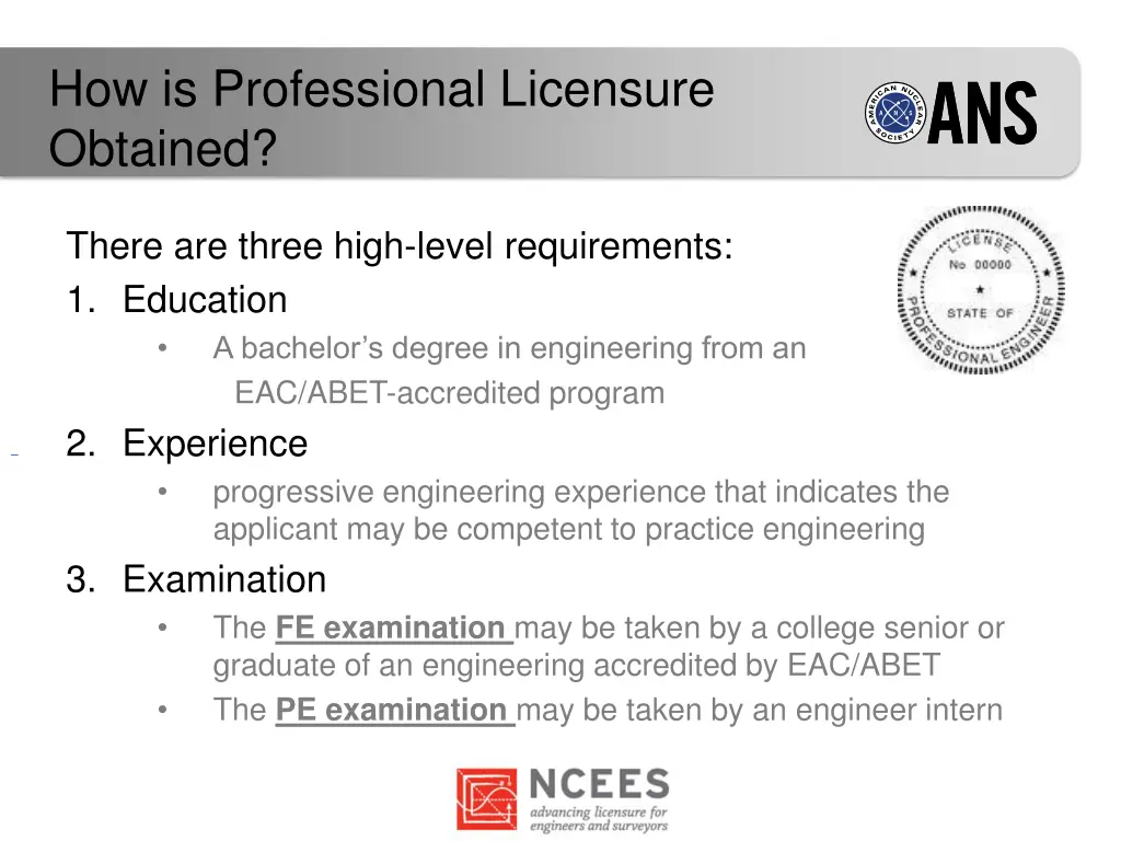 how is professional licensure obtained