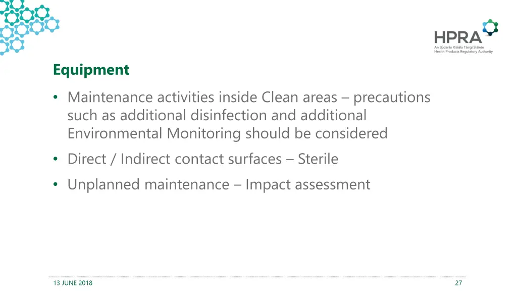 equipment maintenance activities inside clean