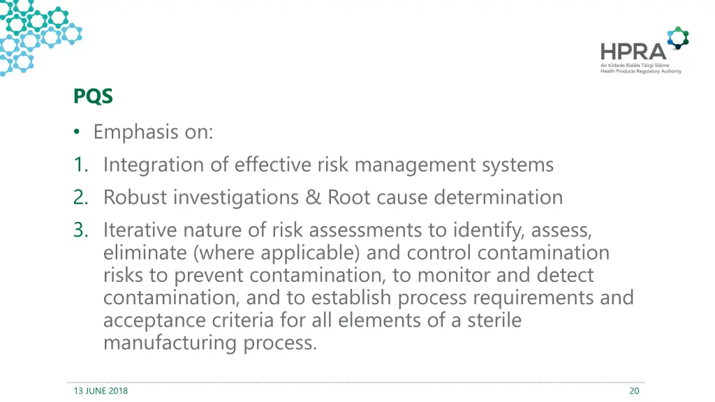 pqs emphasis on 1 integration of effective risk