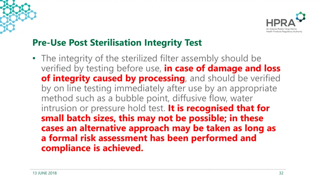 pre use post sterilisation integrity test