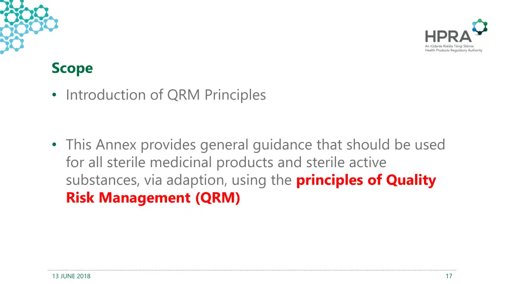 scope introduction of qrm principles