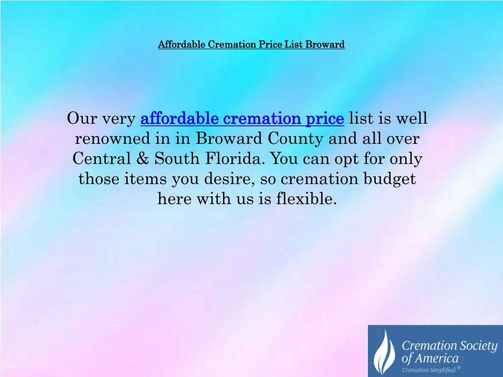 affordable cremation price list broward