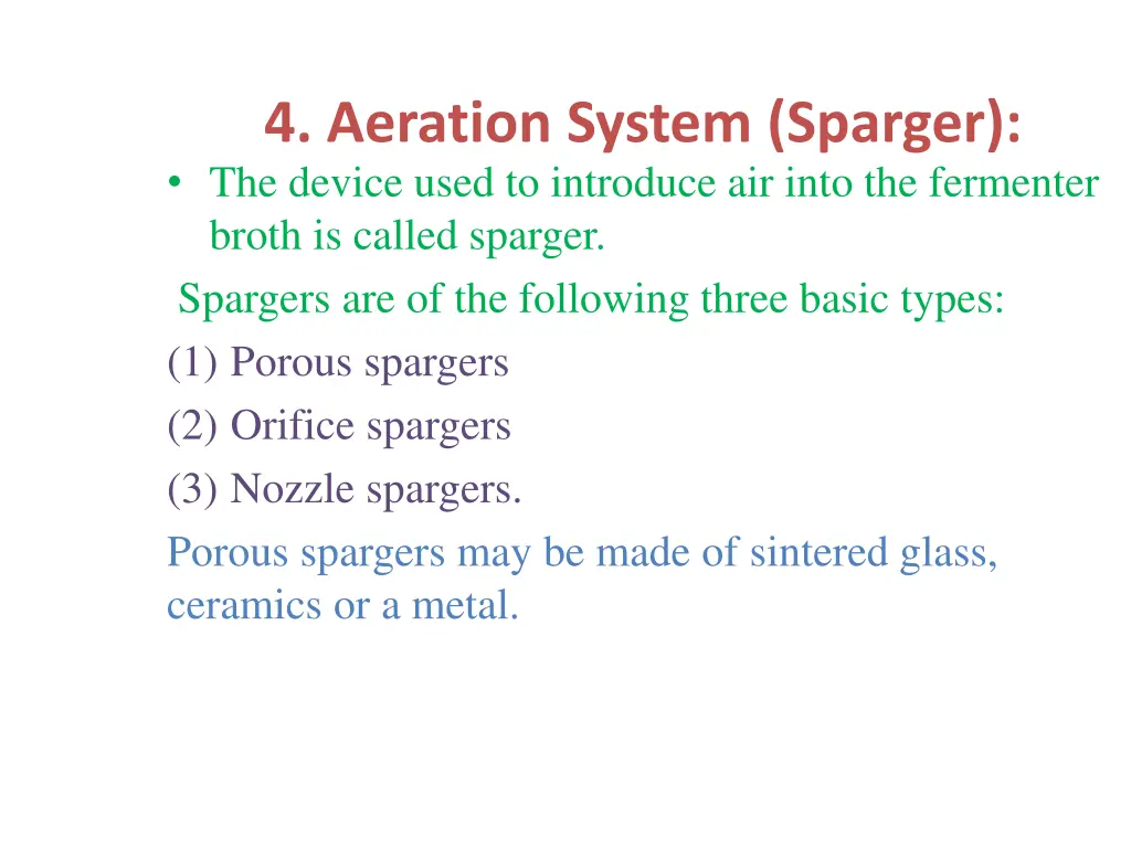 4 aeration system sparger the device used