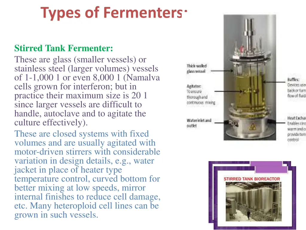 types of fermenters