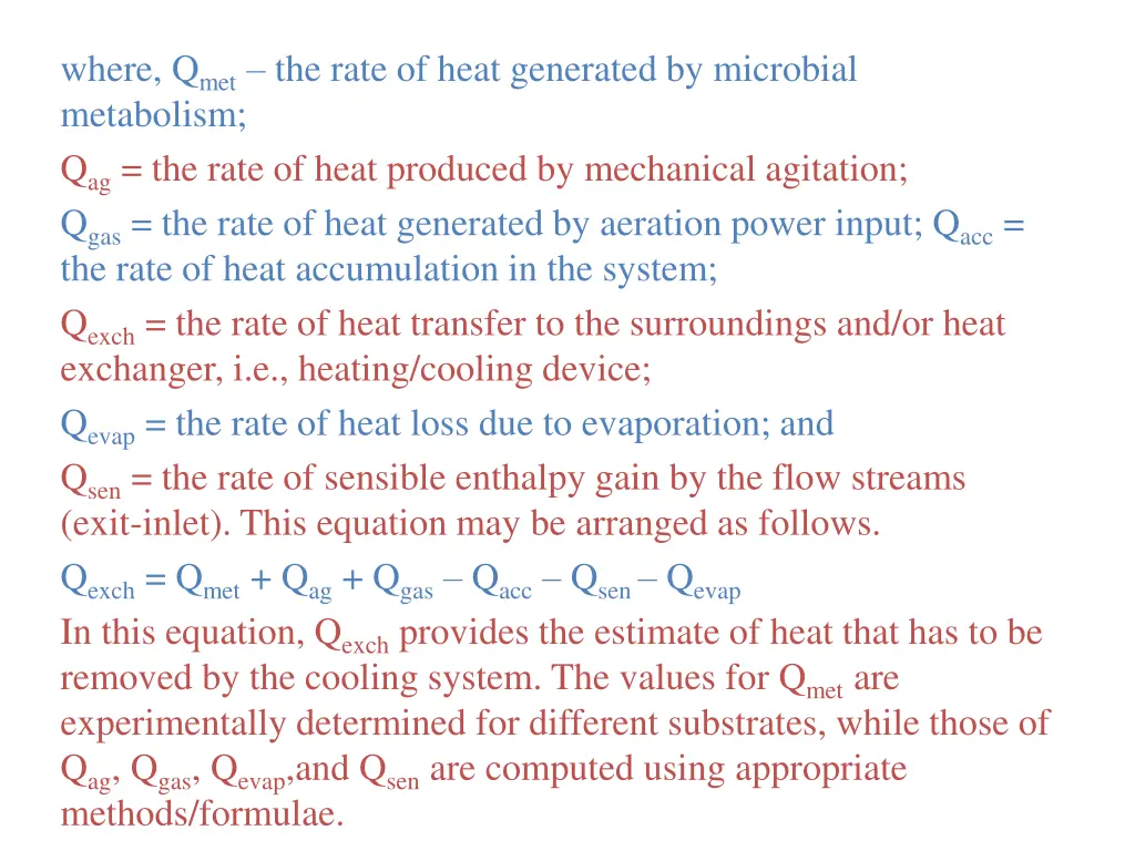 where q met the rate of heat generated